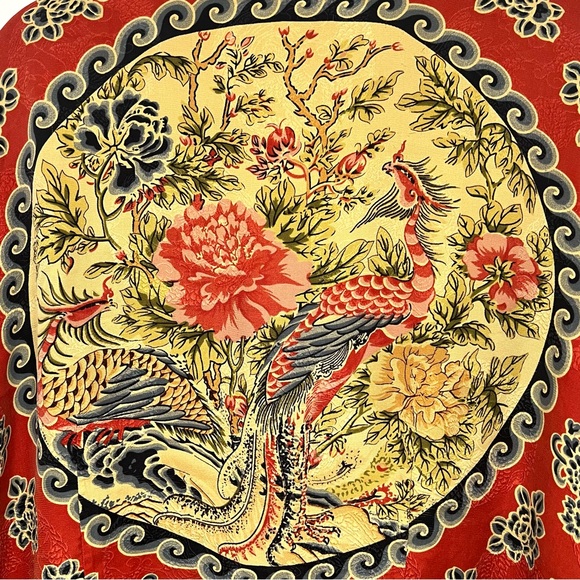 Citron Santa Monica Silk Red Asian Reversible Button Front Jacket Womens 2X - Picture 9 of 12